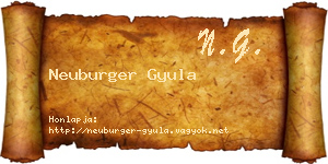 Neuburger Gyula névjegykártya
